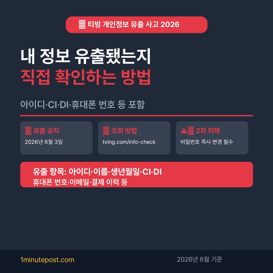 티빙 개인정보 유출 내역 조회 방법 2026